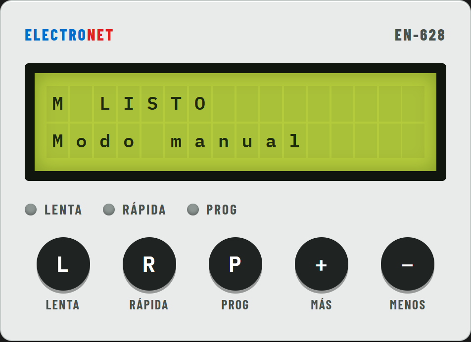 Se pulsa −: pantalla M LISTO, Modo manual.